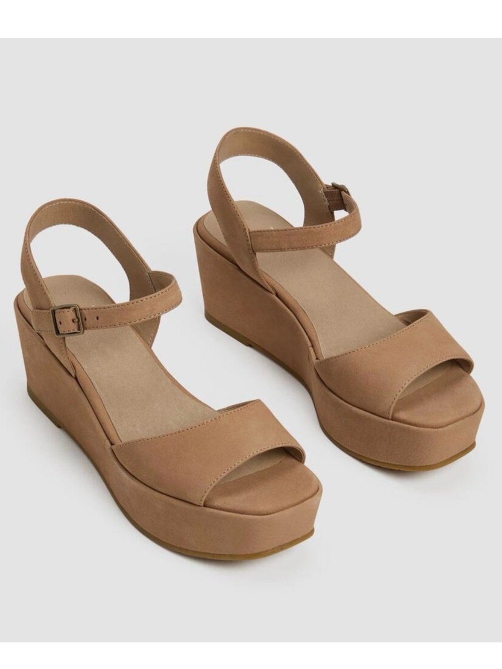 Eileen Fisher Heels Womens 9 Honey Tan Mime Tumbled Nubuck Platform Sandals